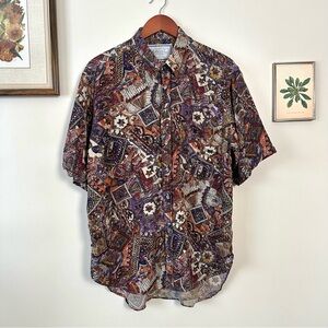 Vintage 90’s Venier 1849 100% Silk Floral Abstract Button Up Shirt
